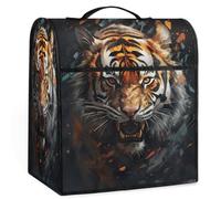 Dusviba Copertura antipolvere a forma di tigre con pittura ad olio per mixer e macchina da caffè, copertura impermeabile in poliestere per elettrodomestici da cucina con manico e tasche portaoggetti