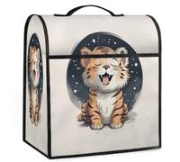 Dusviba Copertura antipolvere a forma di tigre per macchina da caffè mixer, copertura impermeabile in poliestere per elettrodomestici da cucina con manico e tasche portaoggetti, copertura protettiva