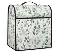 Dusviba Copertura antipolvere con motivo a foglia verde acquerello per macchina da caffè mixer, copertura impermeabile in poliestere per elettrodomestici da cucina con manico e tasche portaoggetti