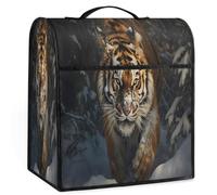 Dusviba Copertura antipolvere invernale con tigre di neve per mixer macchina da caffè, copertura impermeabile in poliestere per elettrodomestici da cucina con manico e tasche portaoggetti, copertura