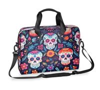 Dusviba Day of the Dead Sugar Skull - Borsa a tracolla per computer da 40,6 cm, sottile, per uomini e donne, borsa a tracolla con manico e tracolla staccabile, borsa messenger per computer da ufficio