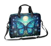 Dusviba Fantasy Moon Butterfly Borsa per computer portatile da 16 pollici, borsa da lavoro sottile per uomo e donna, borsa a tracolla con manico e tracolla staccabile, borsa messenger per computer da