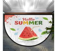 Dusviba Hello Summer - Zerbino semicircolare con anguria, antiscivolo, in morbida microfibra assorbente, per interni, per corridoio, camera da letto, garage, patio, decorazione per la casa, 61 x 91 cm