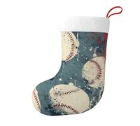 Dusviba Pallina da baseball sportiva vintage calza di Natale in peluche calzini natalizi per feste di Natale decorazione per feste di Natale morbido polsino in flanella tessuto di poliestere per