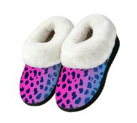 Dusviba Pantofole da casa in peluche con stampa leopardata al neon per le