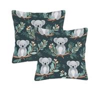 Dusviba Set di 2 federe decorative per cuscini con motivo a ramo di koala, 40 x 40 cm, per divano, letto, con cerniera nascosta, in morbido poliestere