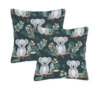 Dusviba Set di 2 federe decorative per cuscini con motivo a ramo di koala, 45 x 45 cm, per divano, letto, con cerniera nascosta, in morbido poliestere