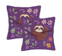 Dusviba Set di 2 federe decorative per cuscini con motivo ramo di bradipo, 45 x 45 cm, per divano, letto, con cerniera nascosta, in morbido poliestere