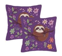 Dusviba Set di 2 federe decorative per cuscini con motivo ramo di bradipo, 51 x 51 cm, per divano, letto, con cerniera nascosta, in morbido poliestere