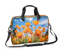 Dusviba Spring Flower Poppy - Borsa per computer portatile da 40,6 cm, sottile, per uomo e donna, borsa a tracolla con manico e tracolla staccabile, borsa messenger per computer da lavoro e ufficio