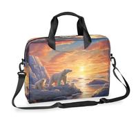 Dusviba Sunset Animal Polar Bear Borsa per computer portatile da 40,6 cm, borsa a tracolla sottile per uomo e donna, borsa a tracolla con manico e tracolla staccabile, borsa messenger per computer da