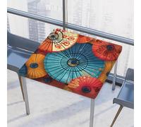 Dusviba Tovaglia quadrata con motivo a ombrelli di carta giapponese, 86 x 86 cm, in poliestere con bordo elastico, impermeabile, a prova di perdite, per sala da pranzo, cucina, picnic, interni ed