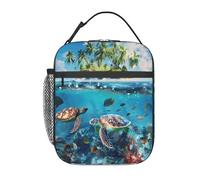 Dusviba Tropical Island Sea Turtle - Borsa termica per il pranzo per bambini e bambine, riutilizzabile, leggera, con tracolla, per scuola, viaggi, picnic, spiaggia