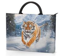 Dusviba Winter Forest Mountains Tiger - Custodia per computer portatile con manici, borsa per laptop da 15,6 pollici, con tasche, impermeabile, resistente agli urti, per lavoro, scuola, viaggi