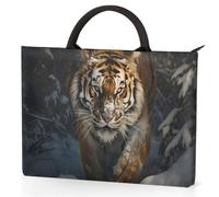 Dusviba Winter Snow Tiger Custodia per computer portatile con manici, borsa per laptop da 15,6 pollici con tasche, impermeabile, resistente agli urti, per lavoro, scuola, viaggi