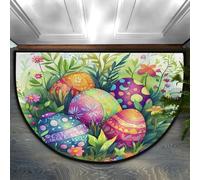 Dusviba Zerbino mezzo rotondo con uova di Pasqua acquerello, tappeto antiscivolo per ingresso, morbida microfibra assorbente, zerbino a semicerchio per interni, per corridoio, camera da letto, garage