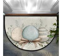 Dusviba Zerbino vintage semicircolare con uova di Pasqua e nastro, antiscivolo, morbida microfibra assorbente, tappetino per interni, a semicerchio, per corridoio, camera da letto, garage, patio