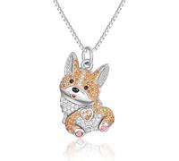 DUTACK Adorabile collana con ciondolo a forma di testa di Corgi, da donna, elegante gioiello per cani, perfetto regalo di compleanno a tema animale per gli amanti dei cani, elegante accessorio per