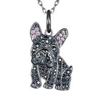 DUTACK Collana con ciondolo a forma di bulldog francese con strass, elegante gioiello smaltato per donne, regalo perfetto per amanti dei francesi e proprietari di animali domestici, Medio, Lega di