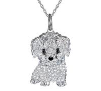 DUTACK Collana con ciondolo a forma di schnauzer e maltese, adorabile gioiello per amanti dei cani, ciondolo con strass per animali domestici, regalo elegante per ogni occasione, Medio, Lega di