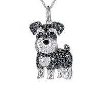 DUTACK Collana con ciondolo Schnauzer da donna, elegante gioiello per amanti dei cani, regalo dettagliato a tema animale, catena regolabile per l'uso quotidiano, Medio, Lega di acciaio, Abalone