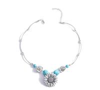 DUTACK Collana con ciondolo turchese sole, regalo di gioielli occidentali con pietre preziose autentiche per le donne con confezione regalo