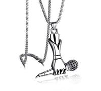 DUTACK Collana con microfono per cantante sessuale da uomo con pendente alla moda alternativa per gioielli da donna, Acciaio inossidabile