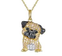 DUTACK Collana da donna con ciondolo a forma di carlino dorato, adorabile gioiello per amanti dei cani, accessorio per animali domestici smaltato floreale, regalo premuroso per compleanni e vacanze