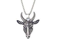 DUTACK Collana da uomo con teschio, in acciaio inox, con ciondolo a forma di testa di capra, gioiello totem, collana da 60 cm, scatola regalo per Halloween