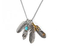 DUTACK Collana lunga vintage da uomo con ciondolo a forma di piuma d'aquila con ciondolo a forma di foglia, gioiello, Zinco