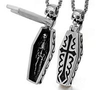 DUTACK Collana vintage da uomo in acciaio inox Steampunk bara vampiro teschio scheletro collana gotico punk rock biker gioielli regalo, Acciaio inossidabile