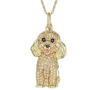 DUTACK Elegante collana con barboncino con zirconi scintillanti, gioiello per cuccioli da donna, accessori alla moda con scatola bianca