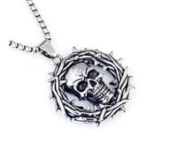 DUTACK Gothic - Collana da uomo con teschio punk, in acciaio inox, stile retrò, con testa di fantasma, 60 cm, regalo di compleanno con scatola