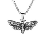 DUTACK Gothic Skull Moth Choker - Collana da strega in acciaio inox con ciondolo a doppia ala, mistico accessorio gotico, con confezione regalo