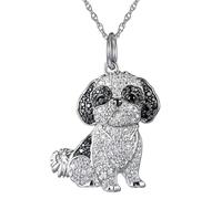 DUTACK Shih Tzu - Collana con ciondolo da donna, elegante gioiello per amanti dei cani con ciondolo a forma di cuore, scintillanti dettagli in zirconia cubica, regalo di compleanno perfetto per