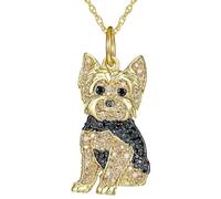DUTACK Yorkshire Terrier Collana da donna - Elegante gioiello per cani Yorkie, placcato in argento Sterling per animali domestici, regalo di compleanno per gli amanti dei cani
