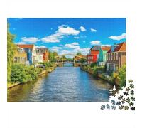 Dutch Canal Puzzle 1000 pezzi Materiale riciclato Netherlands Puzzles for Elderly Alleviare la demenza senile Divertente Family Game Activity Casa 70x50cm/1000pcs