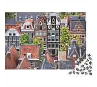 Dutch Houses 1000 Pezzi Puzzle Riciclabile Amsterdam Puzzles per Anziani Accessori per Tempo di Gioco Familiare Allevia la Demenza Senile Great Gift 52x38cm/1000pcs