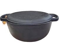 Dutch Oven in Ghisa 5 Litri - Pentola per BBQ, Camping e Fuoco - Pentola in Ghisa con Coperchio - Senza PFAS - Nera