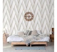 DUTCH WALLCOVERINGS Carta da Parati Geometric Bianco e Oro