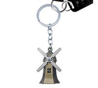 Dutch Windmill Charm - Metal Keychain Ring, Car Bag Pendant Holder Unit