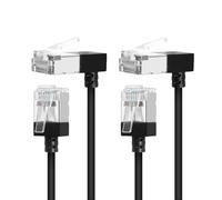 Dutevolns Cavo Ethernet Ultra Sottile Cat 6 con Angolo 90° verso il Basso 0.5m, 2 Pezzi Flessibile e Compatto RJ45 Cat 6a Cavo LAN Gigabit per PC, Router, Windows (Nero)