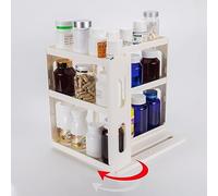 Dutiplus - Organizer per medicinali, a 2 ripiani, con ripiano estraibile e girevole, per contenere vitamine, integratori e cosmetici, 27 x 14 x 26 cm (altezza x larghezza x profondità) (bianco crema)