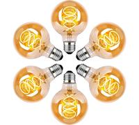 DUTSUGUAR Edison Lampadina Vintage E27 LED Vintage Dimmable 4W G80 Lampadine E27 Bianco Caldo, Lampadina LED Ideale per Nostalgia Decorativa e Retro Illuminazione, Vetro Ambrato-6 pezzi