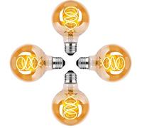 DUTSUGUAR Edison Lampadina Vintage E27 LED Vintage Dimmable 4W G80 Lampadine E27 Bianco Caldo, Lampadina LED Ideale per Nostalgia Decorativa e Retro Illuminazione, Vetro Ambrato-4 pezzi
