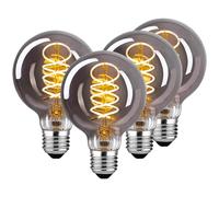 DUTSUGUAR Edison Lampadina Vintage E27 LED Vintage Dimmable 4W Lampadine E27 Bianco Caldo, Lampadina LED Ideale per Nostalgia Decorativa e Retro Illuminazione, Vetro Grigio-4 pezzi-80mm