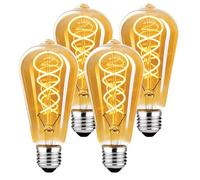 DUTSUGUAR Edison Lampadina Vintage E27 LED Vintage Dimmable 4W ST64 Lampadine E27 Bianco Caldo, Lampadina LED Ideale per Nostalgia Decorativa e Retro Illuminazione, Vetro Ambrato-4 pezzi(BT1)