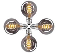 DUTSUGUAR Edison Lampadina Vintage E27 LED Vintage Dimmable G80 4W Lampadine E27 Bianco Caldo, Lampadina LED Ideale per Nostalgia Decorativa e Retro Illuminazione, Vetro Grigio-4 pezzi(BT1)