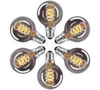 DUTSUGUAR Edison Lampadina Vintage E27 LED Vintage Dimmable G80 4W Lampadine E27 Bianco Caldo, Lampadina LED Ideale per Nostalgia Decorativa e Retro Illuminazione, Vetro Grigio-6 pezzi