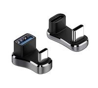 Duttek 180 Degree Angle USB Type C Adapter 20Gbps and U Shape USB-C Male to USB-A Female Adapter 10Gbps, con indicatore LED di funzionamento, per Steam Deck, Switch, Laptop, Tablet (confezione da 2)